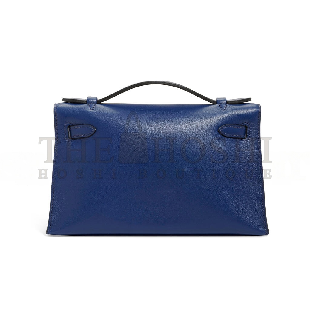 H**me5 A BLEU SAPHIR SWIFT LEATHER KELLY POCHETTE WITH GOLD HARDWARE (22*14*7cm) Master Quality